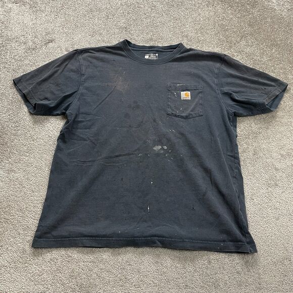 Carhartt K87 Loose Fit T-Shirt Mens Large Blue k Crew Neck Cotton Pocket Tee Top - Picture 1 of 16